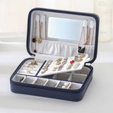 Portable Jewelry Box Organizer Travel Case Zipper Storage Display Leather