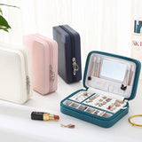 Portable Jewelry Box Organizer Travel Case Zipper Storage Display Leather