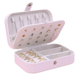 Portable Jewelry Box Organizer Display Travel Case Boxes Button