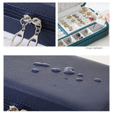 Portable Jewelry Box Organizer Travel Case Zipper Storage Display Leather