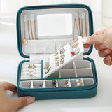 Portable Jewelry Box Organizer Travel Case Zipper Storage Display Leather