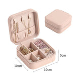 Portable Jewelry Box Organizer Travel Case Button Leather Storage