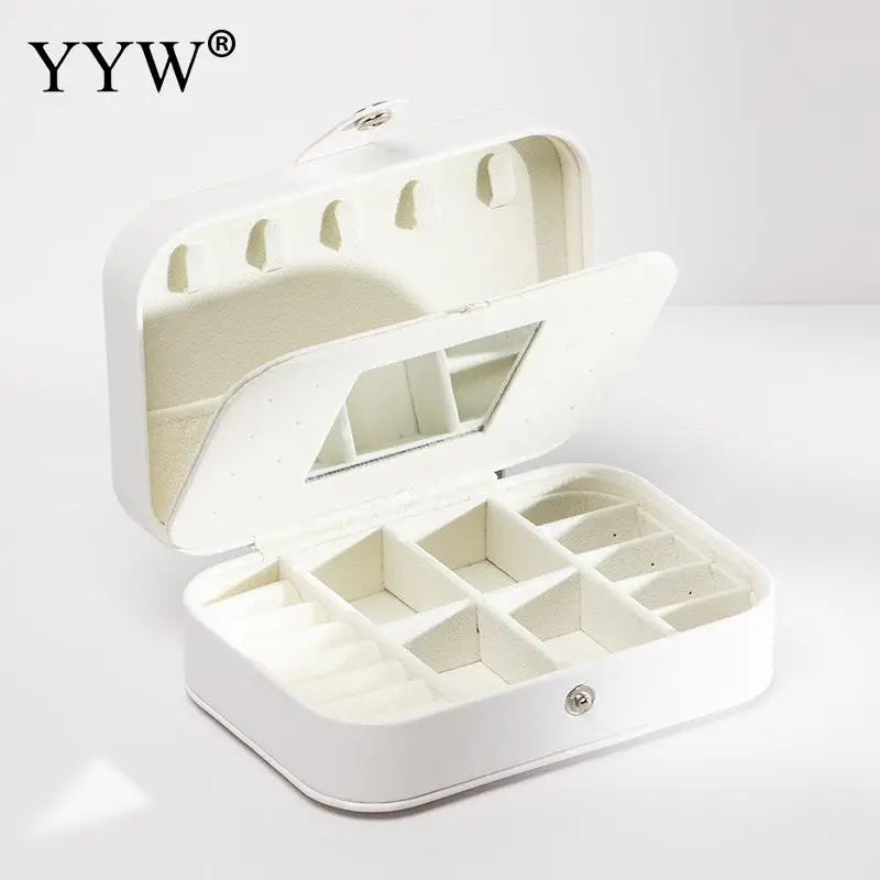 Portable Jewelry Box Organizer Travel Case Leather Storage