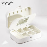 Portable Jewelry Box Organizer Travel Case Leather Storage