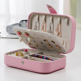 Portable Jewelry Box Organizer Display Travel Jewelry Case Button Leather