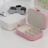 Portable Jewelry Box Organizer Display Travel Jewelry Case Button Leather