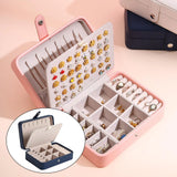 Portable Jewelry Box Organizer Display Travel Case Button Leather Storage