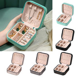 Portable Jewelry Box Organizer Display Travel Case Button Leather Storage