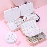 Portable Jewelry Box Organizer Display Travel Jewelry Case Zipper Storage