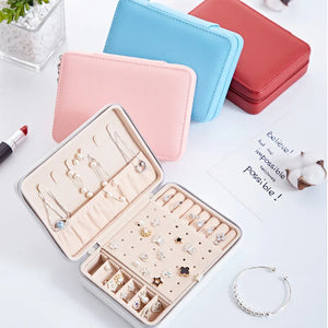 Portable Jewelry Organizer Display Travel Jewelry Case Leather Jewelry Box