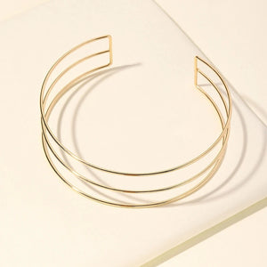 Punk Silver Torques Choker Necklace for Women Geometric Metal Collar