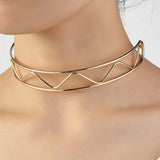 Punk Silver Torques Choker Necklace for Women Geometric Metal Collar