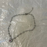 Goth Pink Heart Pendant Necklace Y2K Charm Choker