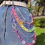 Punk Rock Rainbow Resin Chain Waist Chain Men Women Key Chain