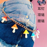 Punk Rock Rainbow Resin Chain Waist Chain Men Women Key Chain