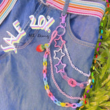 Punk Rock Rainbow Resin Chain Waist Chain Men Women Key Chain