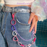 Punk Rock Rainbow Resin Chain Waist Chain Men Women Key Chain