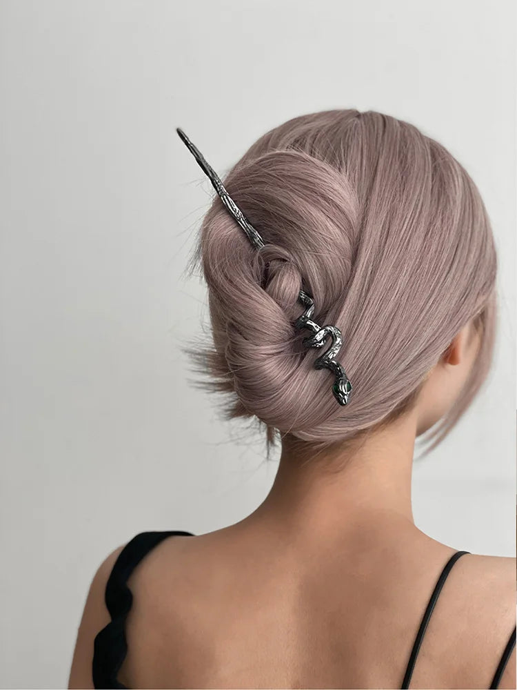Punk Snake Hairpin Rhinestones Metal Vintage Headwear Hair Accessories