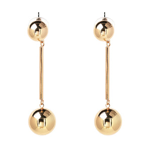 Punk Style Metal Beads Long Drop Earrings Statement Jewelry