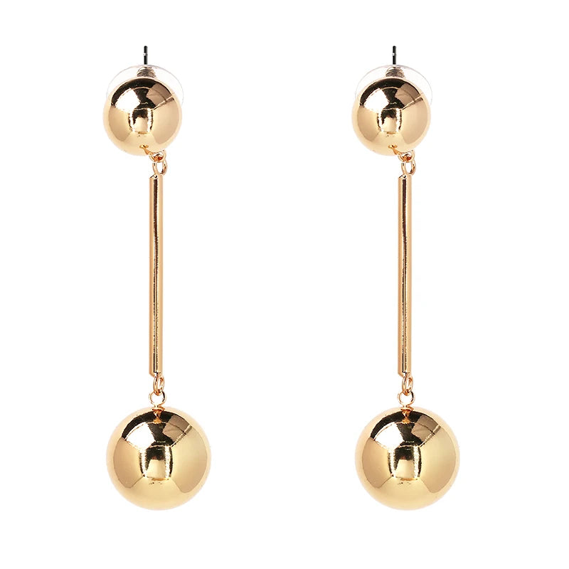 Punk Style Metal Beads Long Drop Earrings Statement Jewelry