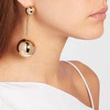 Punk Style Metal Beads Long Drop Earrings Statement Jewelry