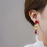 Red Bow Earrings Good Luck Retro Festive Love Earrings