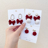 Red Velvet Earrings Festive Light Fashionable Earrings