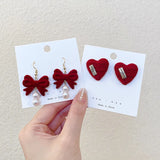 Red Velvet Earrings Festive Light Fashionable Earrings