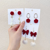Red Velvet Earrings Festive Light Fashionable Earrings