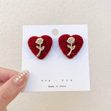 Red Velvet Earrings Festive Light Fashionable Earrings