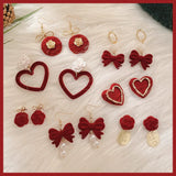 Red Velvet Earrings Festive Light Fashionable Earrings
