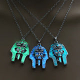Glow In The Dark Buddha Head Pendant Necklace Retro Charm Luminous Jewelry