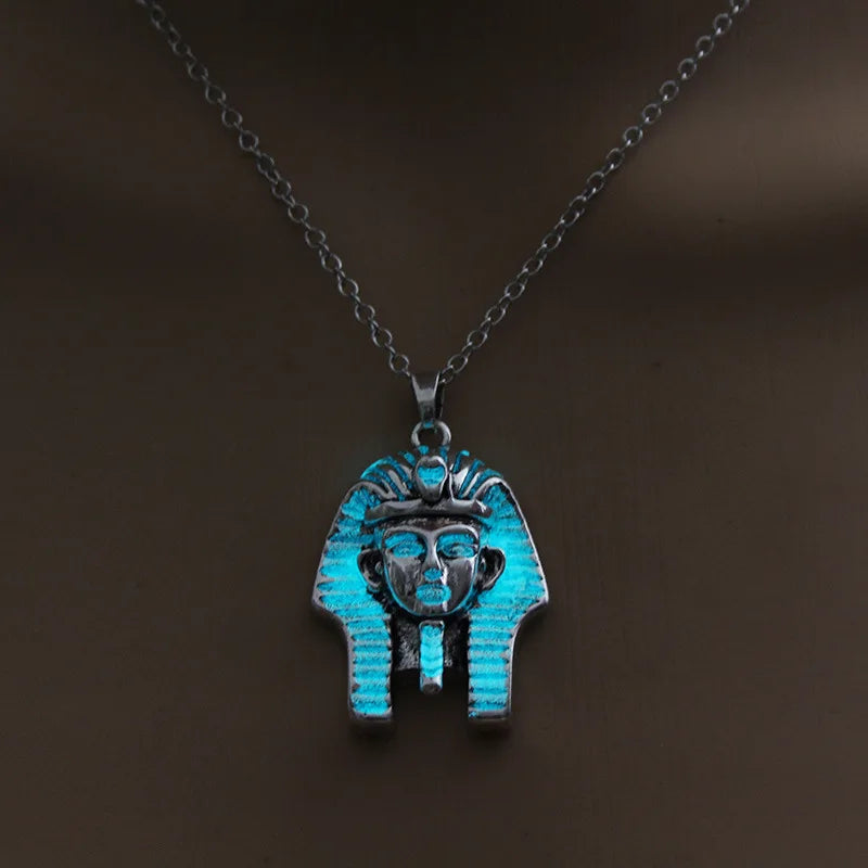 Glow In The Dark Buddha Head Pendant Necklace Retro Charm Luminous Jewelry
