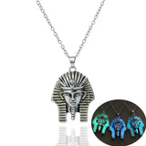 Glow In The Dark Buddha Head Pendant Necklace Retro Charm Luminous Jewelry