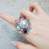 Exaggerated Freshwater Pearl Wedding Band Rings for Women