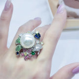 Exaggerated Freshwater Pearl Wedding Band Rings for Women