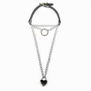 Retro Personalized Ladies Necklace PU Leather Love Ring O Neck Necklace