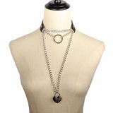 Retro Personalized Ladies Necklace PU Leather Love Ring O Neck Necklace