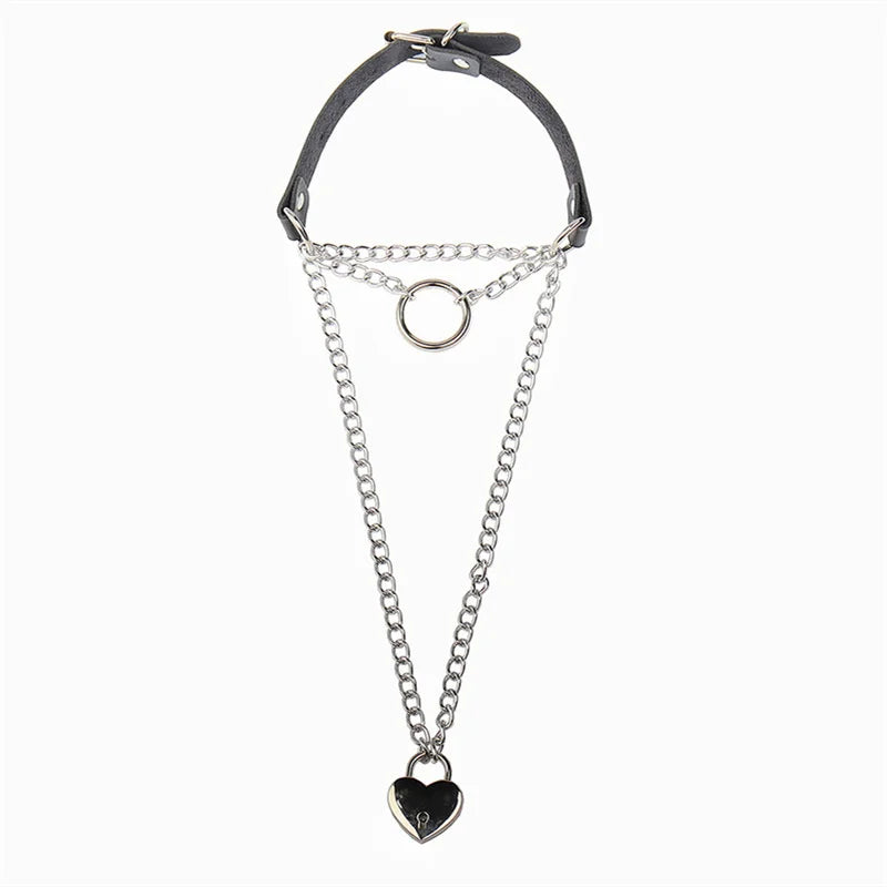 Retro Personalized Ladies Necklace PU Leather Love Ring O Neck Necklace