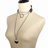 Retro Personalized Ladies Necklace PU Leather Love Ring O Neck Necklace