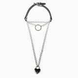 Retro Personalized Ladies Necklace PU Leather Love Ring O Neck Necklace