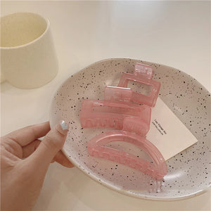 Pink Flower Resin Hairpin Geometric Ponytail Clip