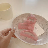 Pink Flower Resin Hairpin Geometric Ponytail Clip