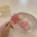 Pink Flower Resin Hairpin Geometric Ponytail Clip