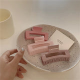 Pink Flower Resin Hairpin Geometric Ponytail Clip