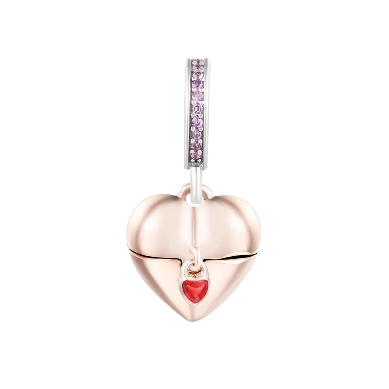 Love Heart Locket Pendant 925 Silver Jewelry for Beads Bracelets DIY