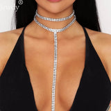 Double Choker Necklaces Lariat Chain 90s Collier Women Chocker Statement
