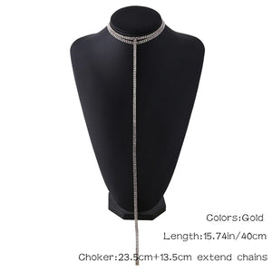 Double Choker Necklaces Lariat Chain 90s Collier Women Chocker Statement