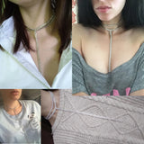 Double Choker Necklaces Lariat Chain 90s Collier Women Chocker Statement