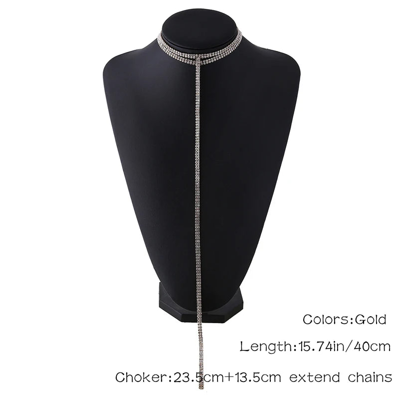 Double Choker Necklaces Lariat Chain 90s Collier Women Chocker Statement